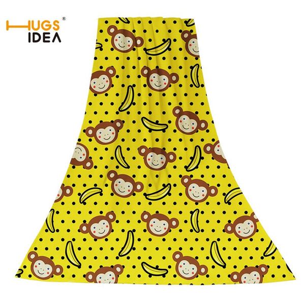 

hugsidea cute animal monkey banana large thick towel for baby feeding/bath towels rainbow travel beach toalla picnic blanket