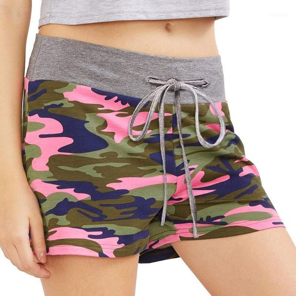 

casual style women's shorts ladies design home short pants women ladies camouflage stitching shorts #4.161, White;black