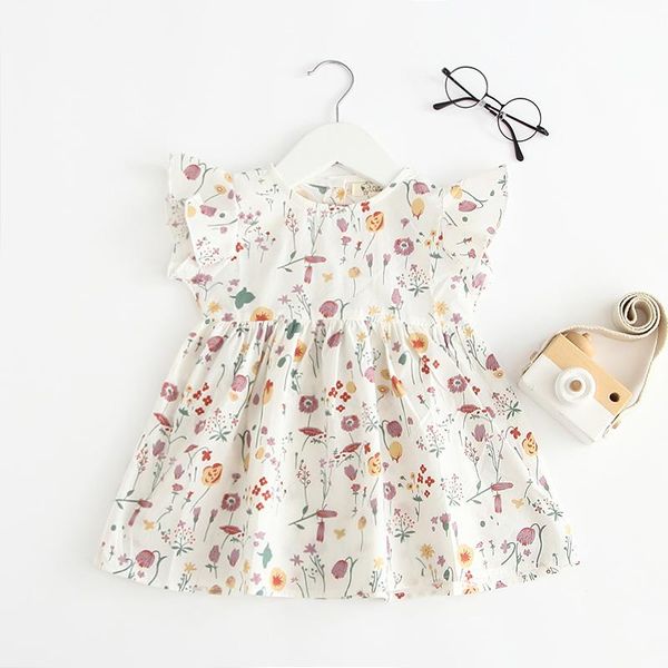 

0-3t baby summer girl dress girl outwear with broken flower dress pure cotton girls dresses, Red;yellow