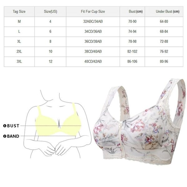 Komfort drahtlos atmungsaktiven Bra Frauen verstellbare Zero-Druck-Front-Reißverschlussblume atmungsaktive Schlafsport Bra Frauen Fitness 201204