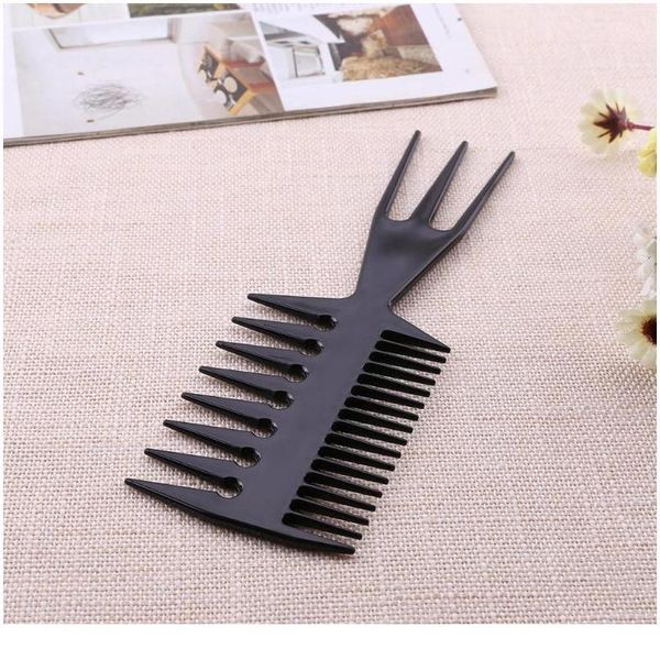 

1pc pro black double-sided teeth comb fish bone shaped hair comb for salon dying hairdressi wmtxqa, Silver
