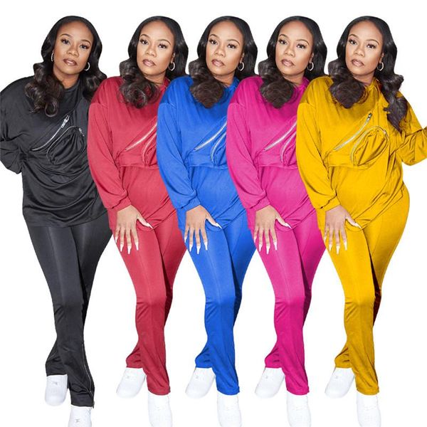 

women's tracksuits simple pure color o neck long sleeve crop and pants 2 pieces set casual lady fashion, Gray