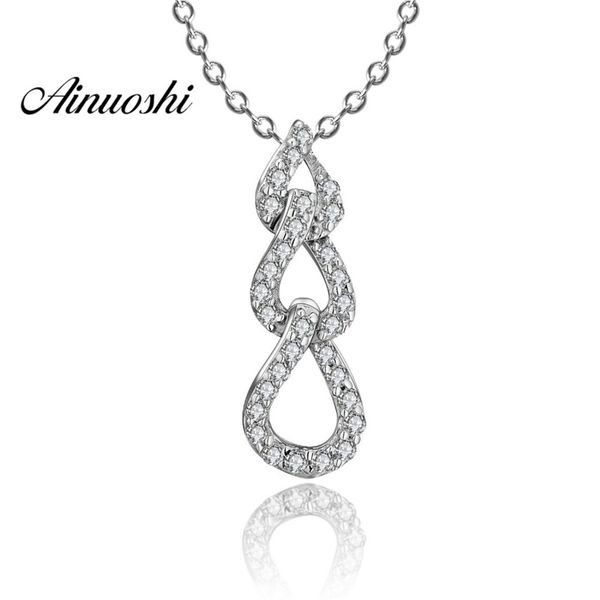 

ainuoshi luxury 925 sterling silver pendant necklace for women water drop twisted long chain necklace wedding silver jewelry y200107