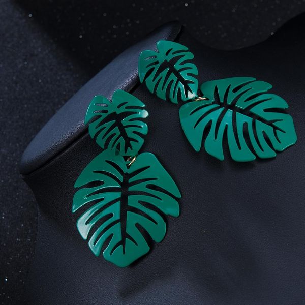 

летняя мода кокосовая полые пальмы листья свисают серьги ушной падение на пляже ювелирные изделия свадьба серьги для вечеринок заявление сер, Golden