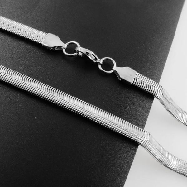

flat snake chain 316l stainless steel smooth necklace for man and women fashion jewelry 2.2/3/4/5/6mm 24inch, Silver