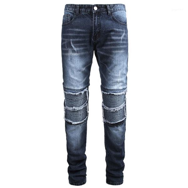 

men's jeans pant casual trousers fashion casual personality slim fit denim wrinkle pocket zipper jogger streetwear plus size1, Black