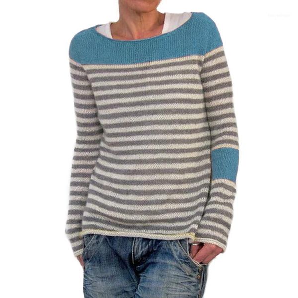 

women's sweaters autumn winter patch for women stripe printed long sleeve o-neck basic jumper clothe 5xl casual pullovers sweater#w1, White;black