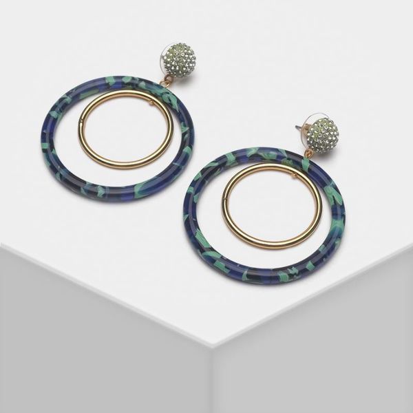 

amorita boutique fashion exaggerated green hoop drop earrings1, Silver