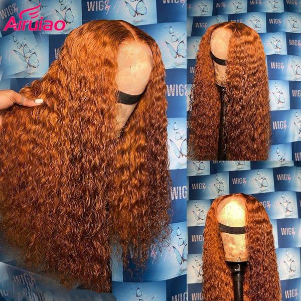 

lace wigs ginger orange colored deep wave human hair pre plucked hd transparent remy front for women with natural hairline, Black;brown