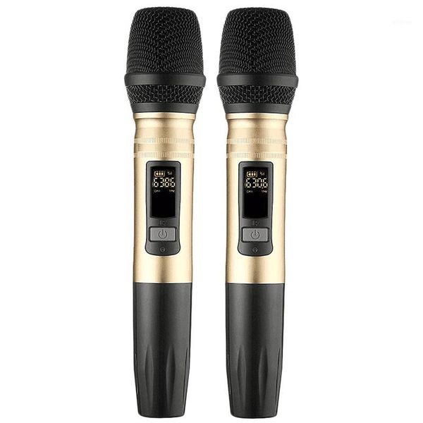 

2pcs/set ux2 uhf wireless microphone system handheld led mic uhf speaker with portable usb receiver for ktv dj speech1