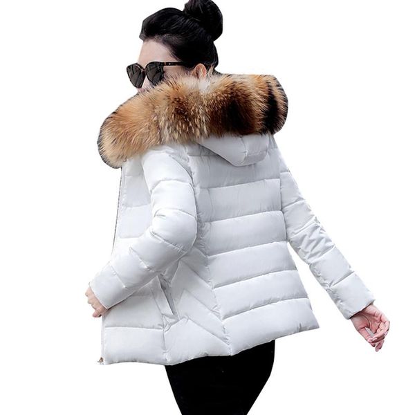 

women's down & parkas white winter jacket female fake hair collar warm coat for women plus size 5xl thicken, Black