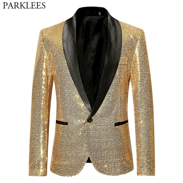 

shiny gold sequin bling glitter suits&blazer men new shawl collar club dj mens blazer jacket stage clothers for singers xxl lj201103, White;black