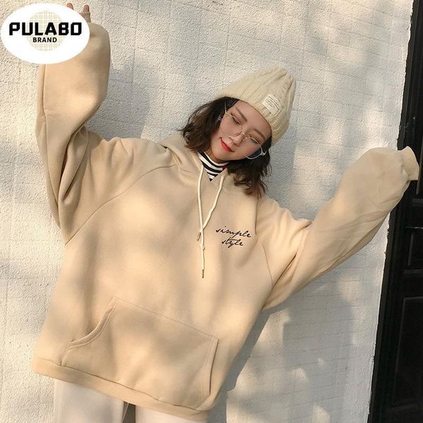

hoodies women thicker plus velvet warm soft letter printed simple all-match pockets leisure pullovers womens trendy sweatshirts1, Black