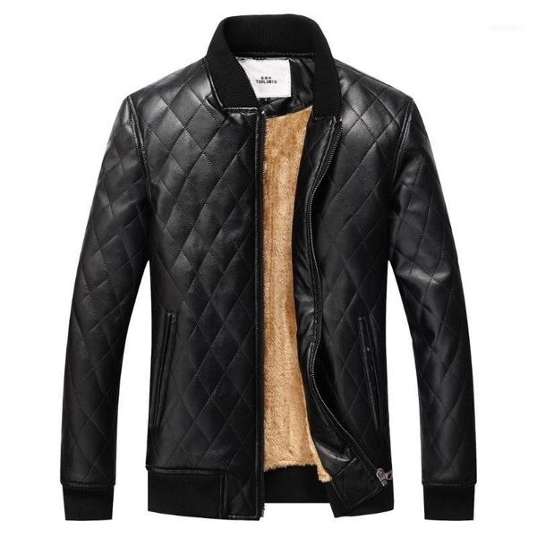

wholesale- winter jacket men leather jacket coat brand clothing warm fur jacket men thick velvet pu jaqueta couro coat down coat men11, Black