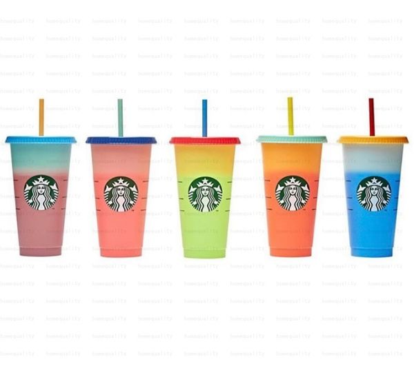 

24oz color change tumblers plastic drinking juice cup with lip and straw magic coffee mug costom starbucks color changing plastic cup