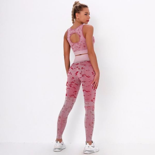 

yoga set women seamless suit 2 piece camouflage jacquard push-up bra pants gym workout running fitness sportwear sport outfit, White;red