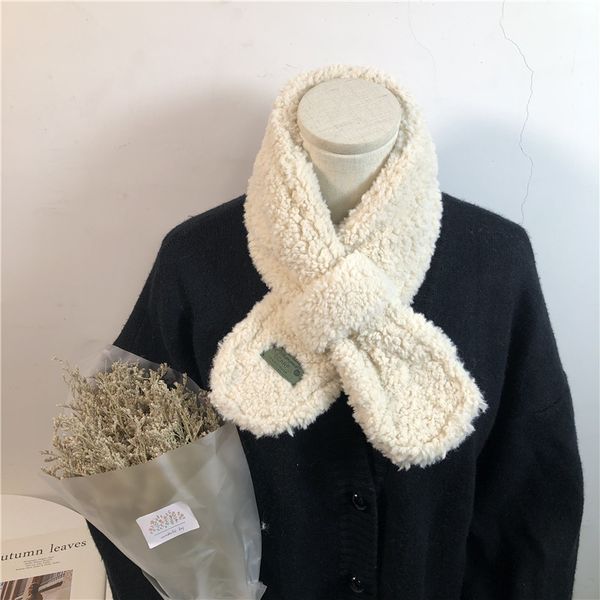 

sweet student cross lamb fur girl autumn winter korean version lovely warm decoration plush neck cover, Blue;gray