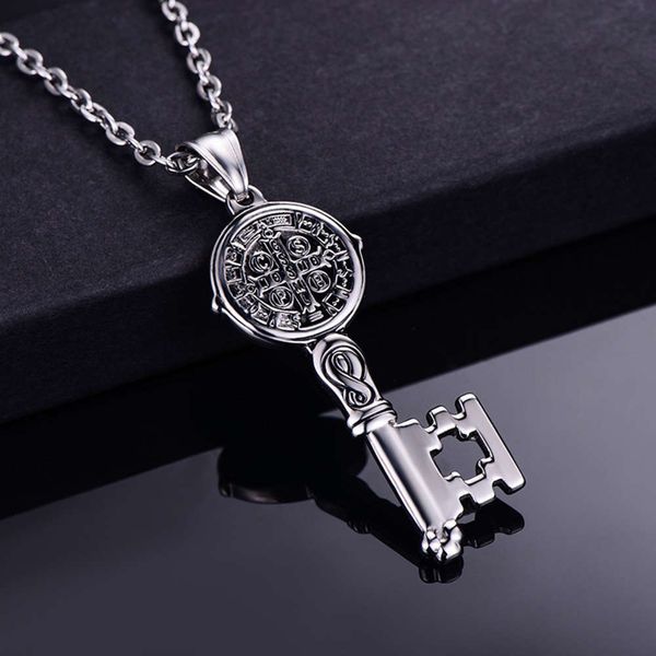 

necklace women's stainless steel cross key personality jesus titanium steel jewelry, Silver