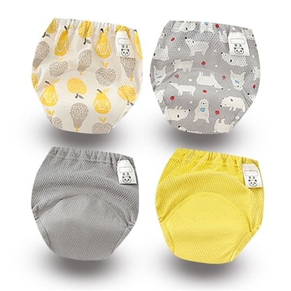 

waterproof reusable baby kids cotton potty training pants infant shorts underwear cloth diaper nappies child panties 4pcs/lot 201119