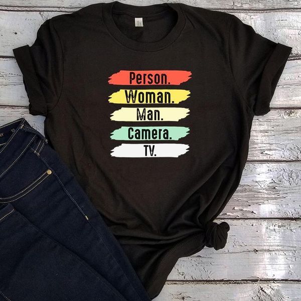 

person woman man camera tv shirt graphic tees 2020 clothes plus women vintage funny shirt 90s thanksgiving1, White