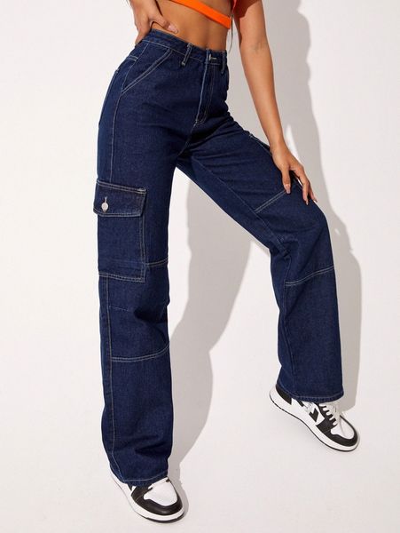 

straight leg cargo jeans j7gw#, Blue