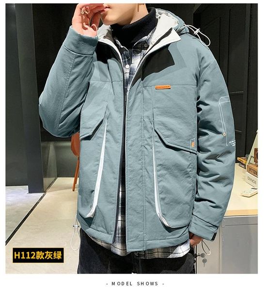 

men's down & parkas winter coat warm streetwear cotton coats male jackets windproof padded, Black