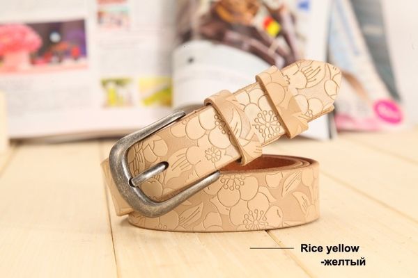 

dwts]belts women thin genuine leather belt womens 6 colour floral carved belts for women ceinture femme belt female, Black;brown