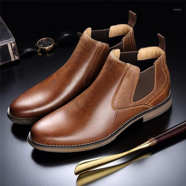 

yomior new autumn winter genuine leather casual shoes vintage handmade dress ankle desert boots wedding party boots1, Black