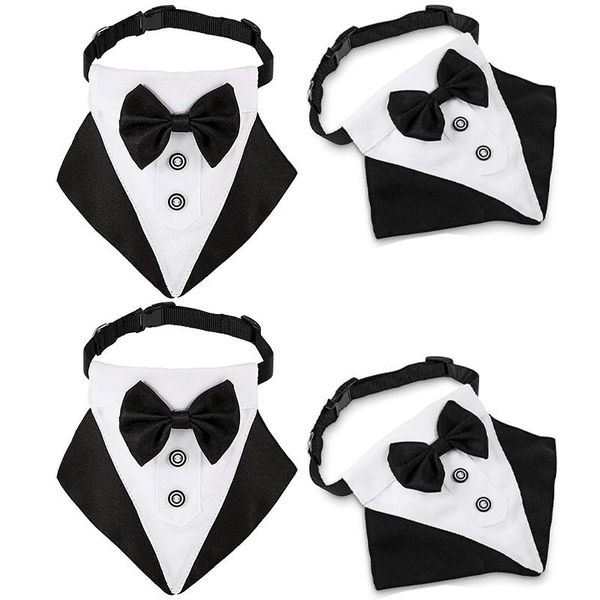 

2 pieces of pet wedding bow tie scarf collar adjustable tie black pet clothing bow scarf formal occasions