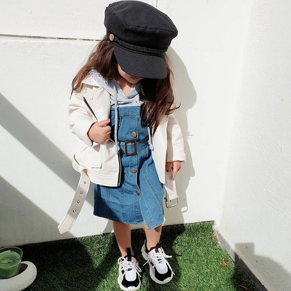

fashion girls jackets and coats kids pu leather jackets boys leather coat spring autumn jackets for girls children zipper jacket 201106, Blue;gray