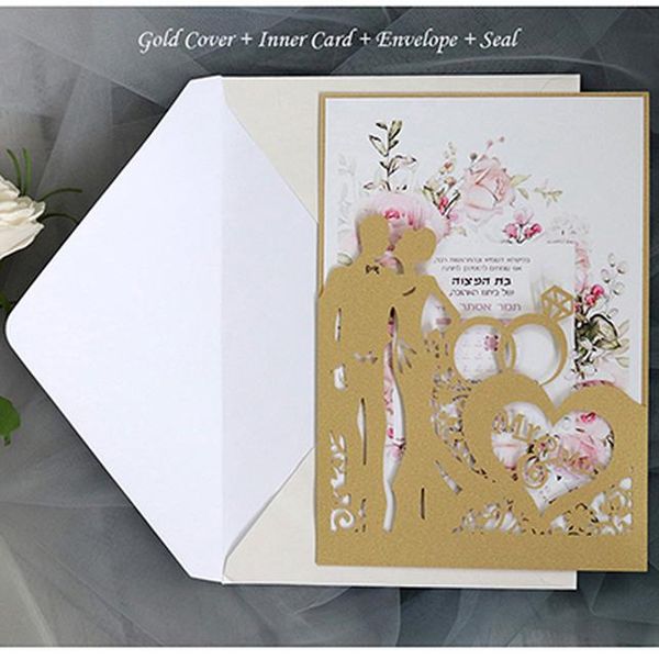 

1 шт. рукоятки невесты и жениха полые лазерные вырезать свадебные приглашения карты валентина днем варианта свадьбы свадебные украшения парт