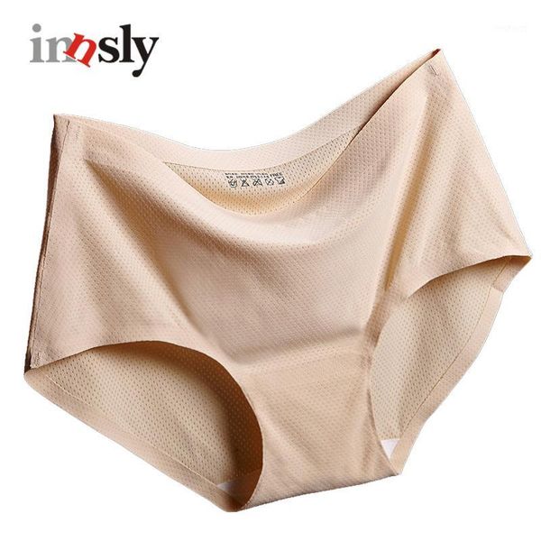 

innsly panties women ice silk underwear female mesh multicolor seamless lingerie apricot plus size female solid invisible briefs1, Black;pink