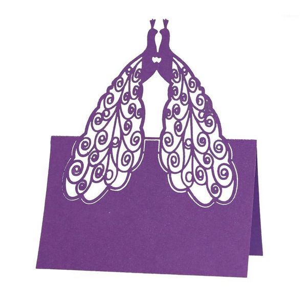 

new 100pcs peacock three-dimensional seat card hollow laser card creative table pink pearl paper table wholesale 6z1