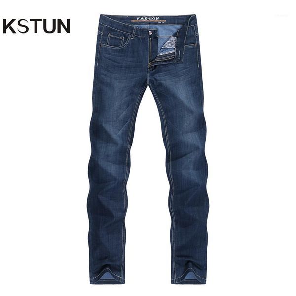 

kstun jeans men retro blue straight fit thin classic direct mens long trousers denim pants vintage male jeans homme1