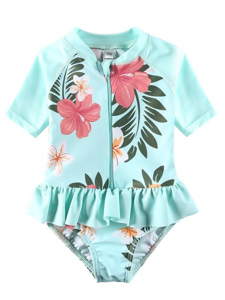 

baby girl sun protective swimwear infant swimsuit toddler swimming suit kids shirt