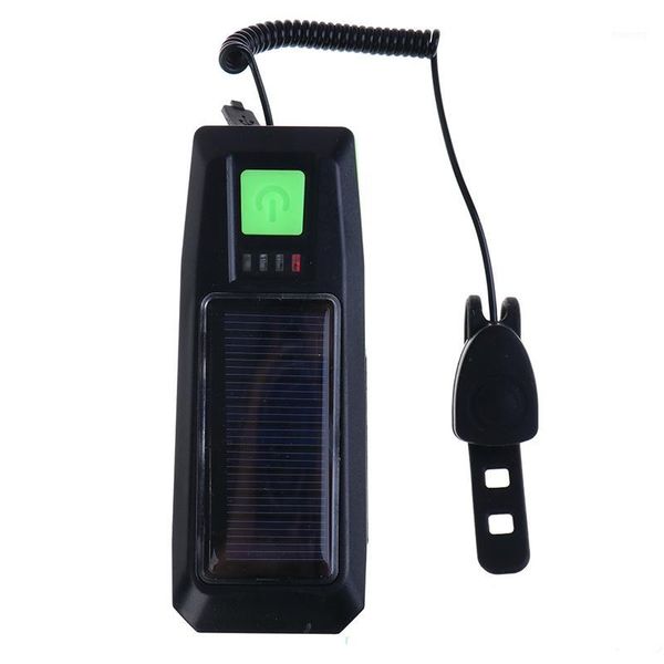 

solar usb rechargeable double charging bike horn lamp bicycle headlight1