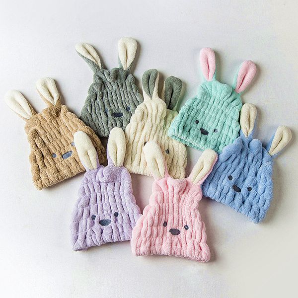 

hair drying hat towel for kid woman easter rabbit shower cap good water absorption cute, Yellow