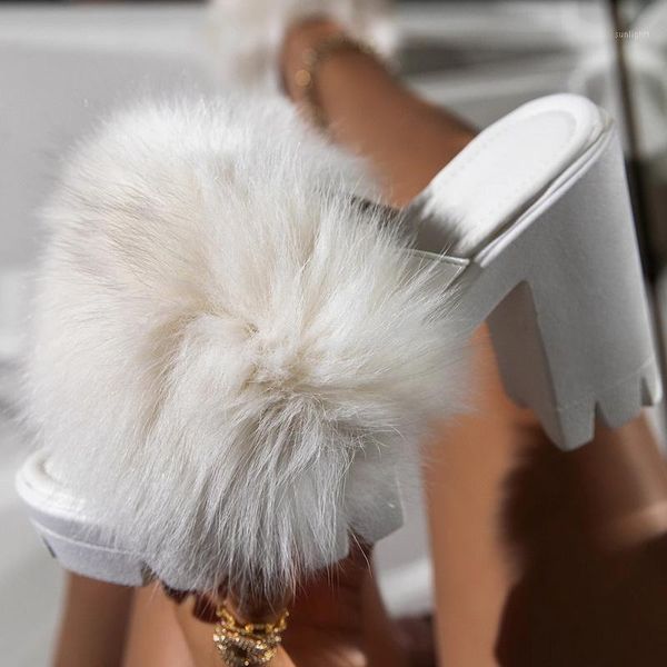 

slippers wenyujh women fur wedge pumps bling high heel ladies wedding party platform shoes peep toe wedges slippers1, Black