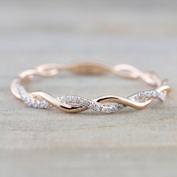 

factory price thin for women round rose gold/silver/gold color twist rope stacking wedding rings in zinc alloy bijoux wh