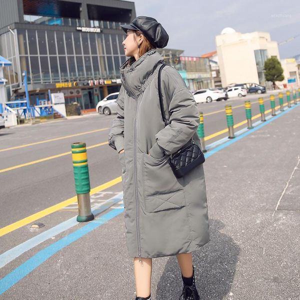 

fashion long hooded parka letter print full sleeve winter jacket women casual solid warm coat1, Black