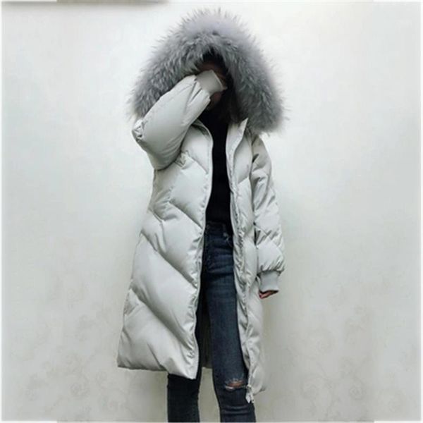 

large size women down coat outerwear winter female long big fur down coat women coats jackets warm woman parka fc121, Black