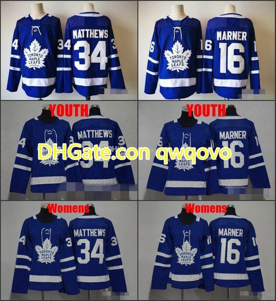 

2018 new womens toronto maple leafs 34 auston matthews 16 mitchell marner hockey jerseys ladies stitched girls jersey, Black;red