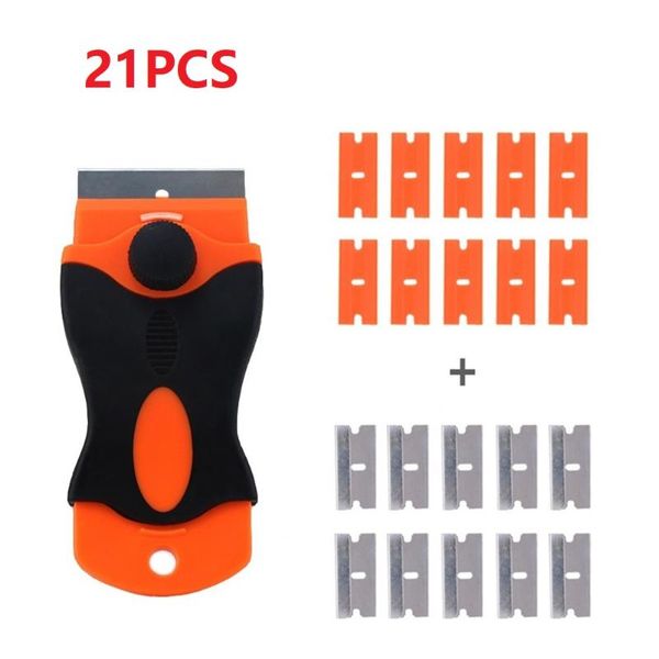 

professional hand tool sets 21pcs plastic handle razor scraper ceramic glass oven window tinting blade car & tint