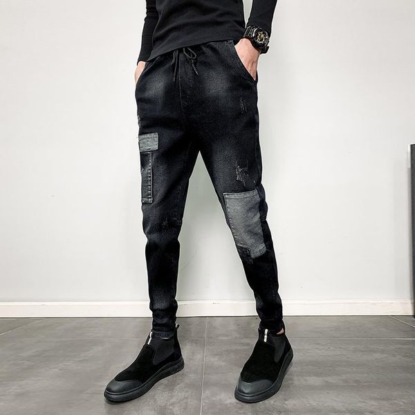 

new style social lively fella casual joint leg slim fit jeans, Blue