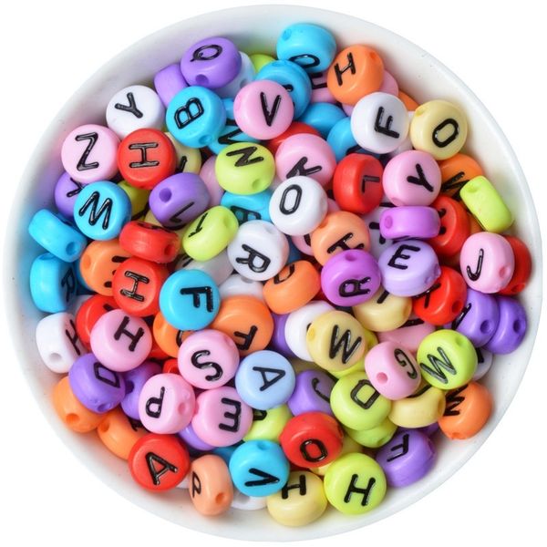 

6mm-7mm mixed color alphabet/letters flat round beads for jewelry making 200pcs y200730