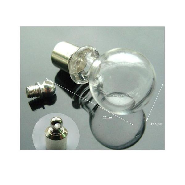 

10piece copper screw cap glass vial pendant miniature wishing bottle clear oil charm name or rice art mini glass bott jlliwe, Black