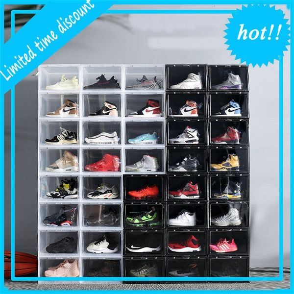 

1pc box to door display drop front basketball case men women clear transparent sneaker storage acrylic shoe boxes with magnet