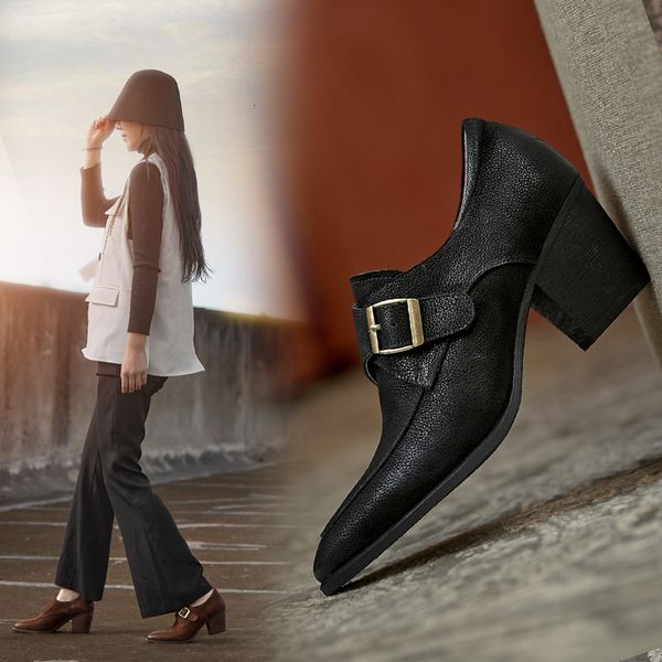 

2021 woman pumps plus size 22-26cm upper + classical pig skin lining pointed finger nobuck 2 colour 4sc8, Black