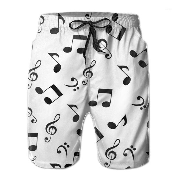 

mens swimwear swim shorts trunks abstract music notes beach board shorts swimming swimsuits mens running sports surffing1, White;black