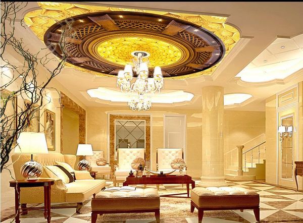 

wallpapers wallpaper 3d ceiling golden flower murals customized